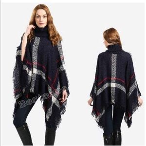 Plaid poncho